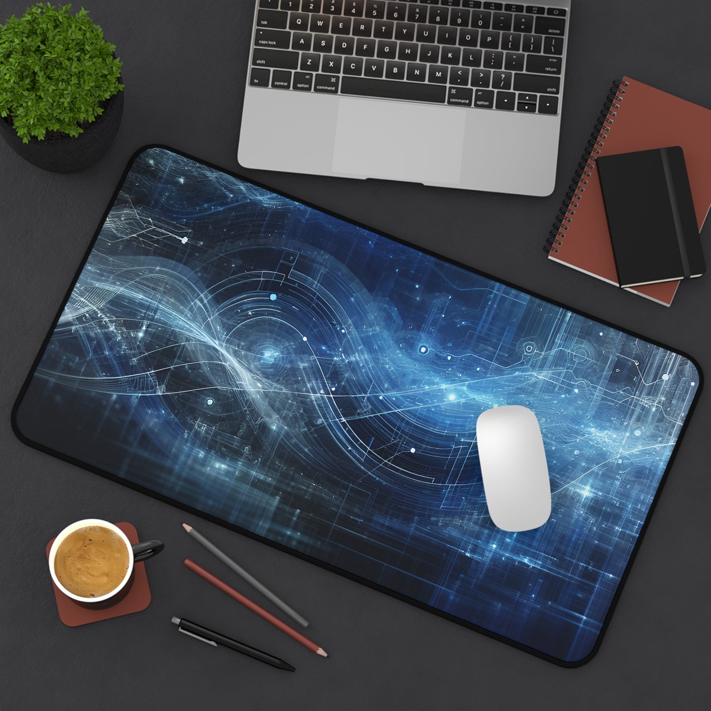 Futuristic Tech Desk Mat - Stylish Gaming & Office Mat for Home or Work
