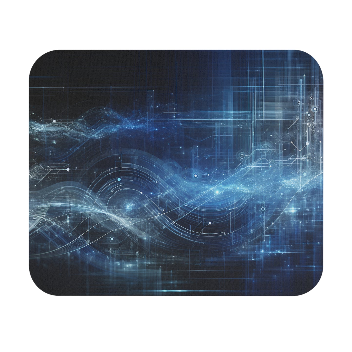 Futuristic Blue Wave Mouse Pad - High-Tech Design for Gamers and Professionals