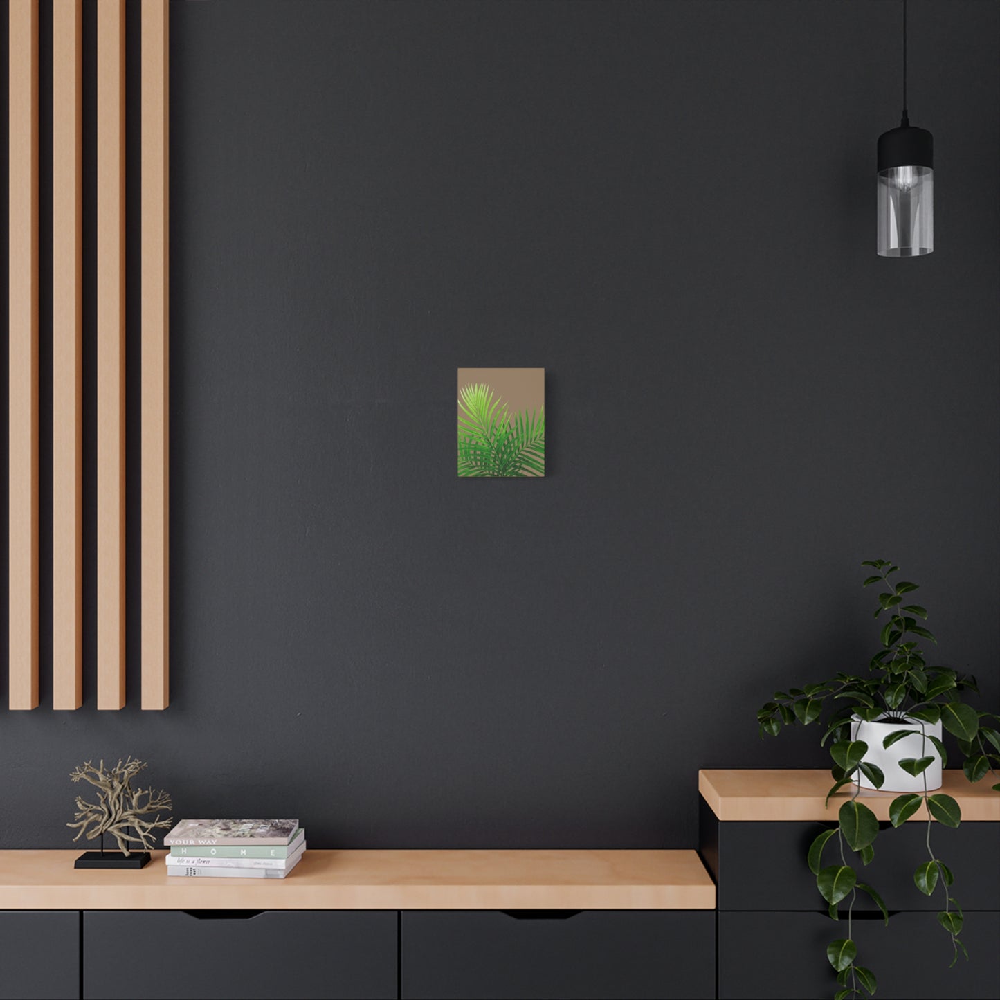 Tropical Leaf Matte Canvas Wall Art with a nude background