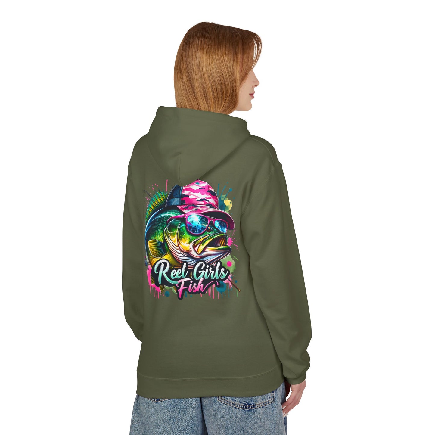 "Reel Girls Fish" Hoodie - Midweight Fleece for Fishing Enthusiasts