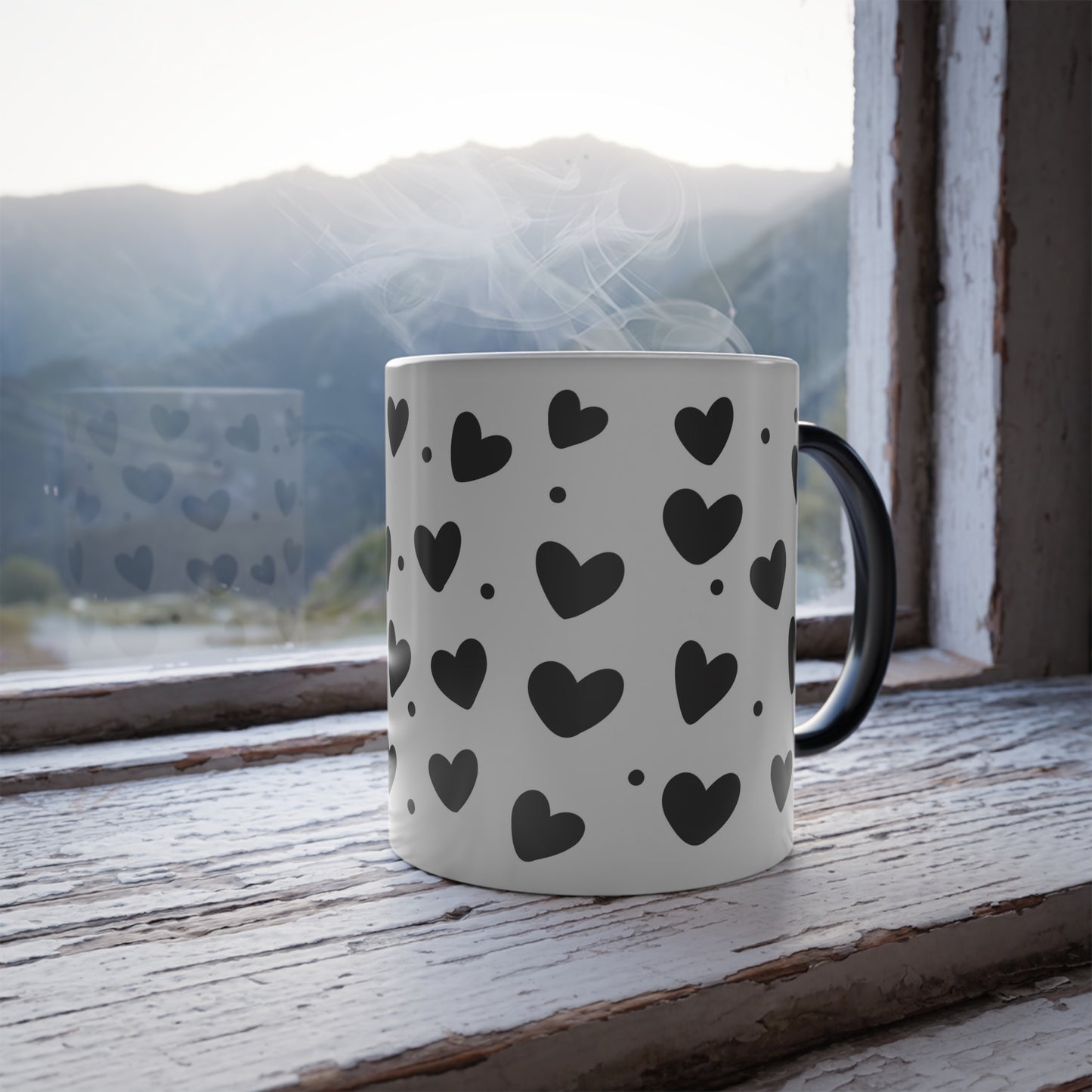 Love Hearts Color Morphing Mug – 11oz Ceramic Coffee Cup for Romantic Occasions