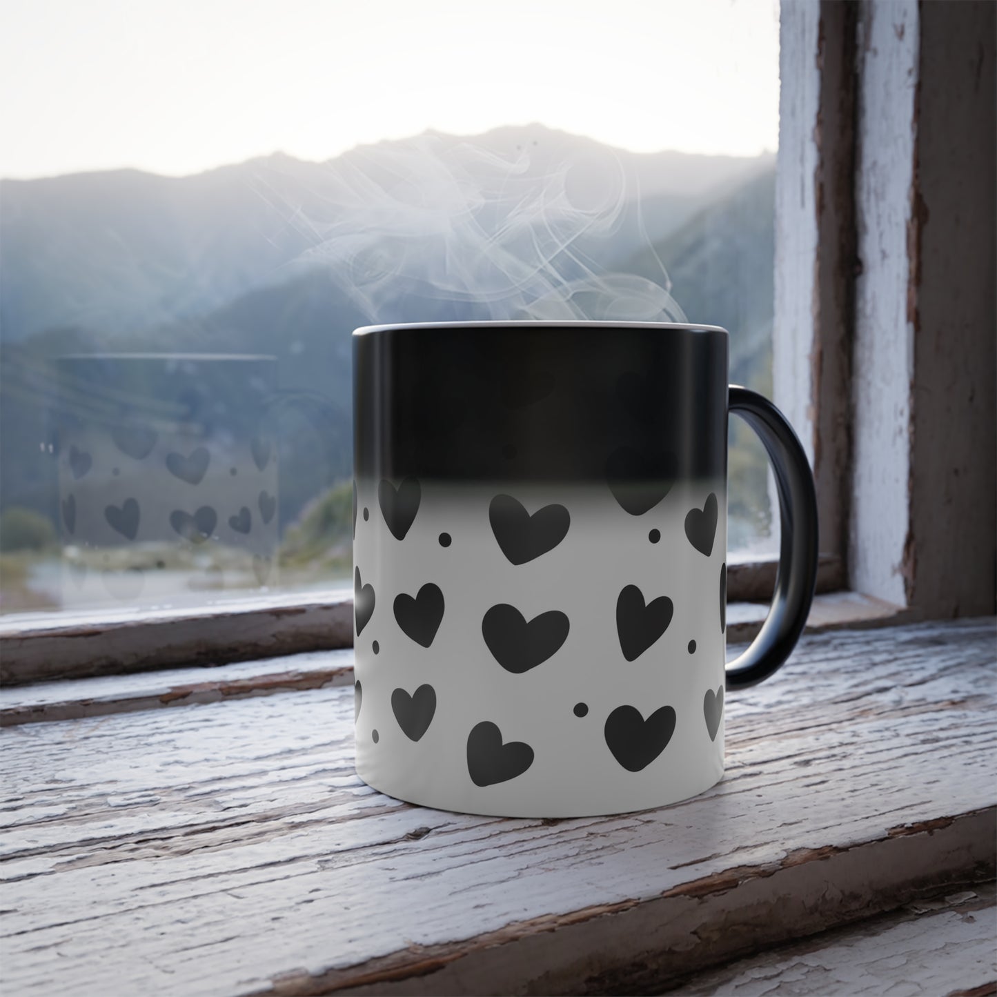 Love Hearts Color Morphing Mug – 11oz Ceramic Coffee Cup for Romantic Occasions
