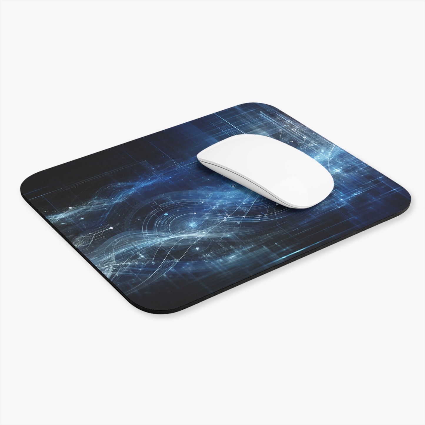 Futuristic Blue Wave Mouse Pad - High-Tech Design for Gamers and Professionals