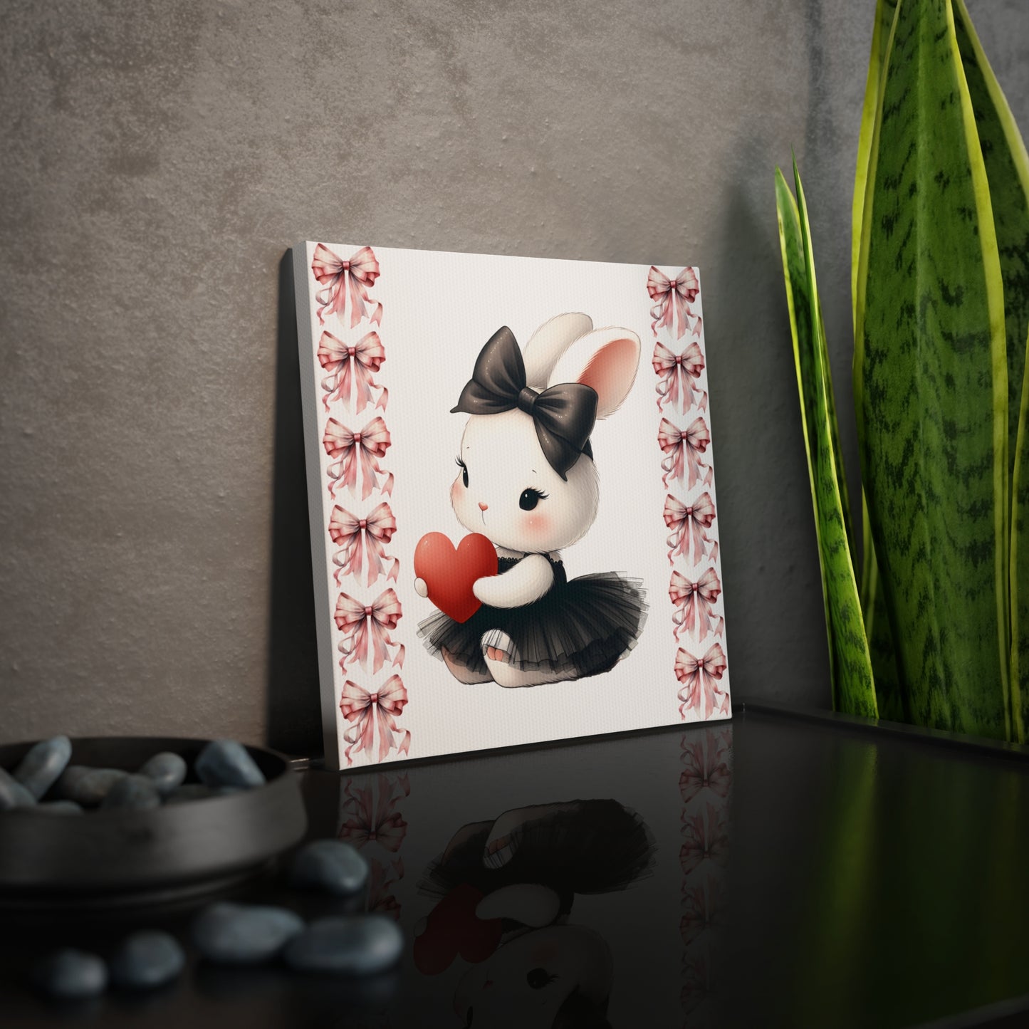 Sweetheart Bunny Canvas Photo Tile - Cute Wall Decor for Kids' Rooms & Gifts