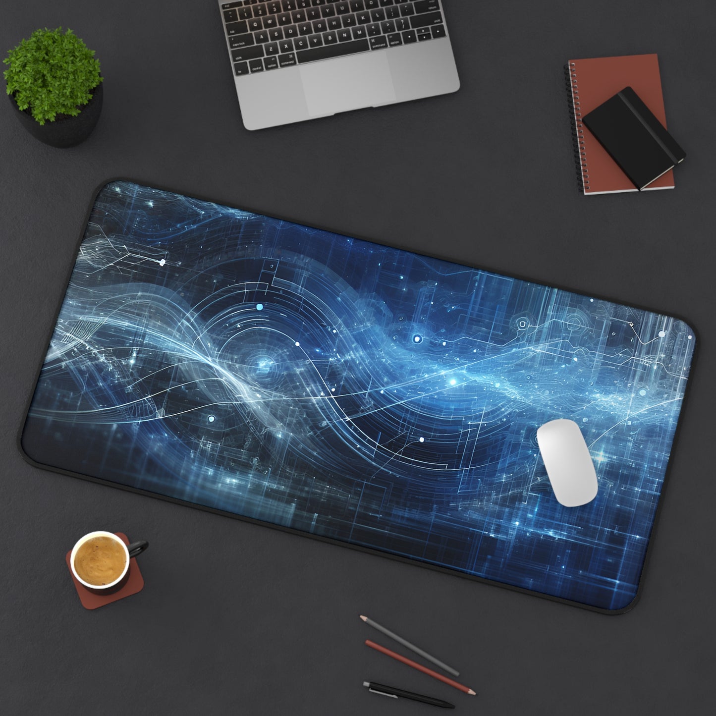 Futuristic Tech Desk Mat - Stylish Gaming & Office Mat for Home or Work