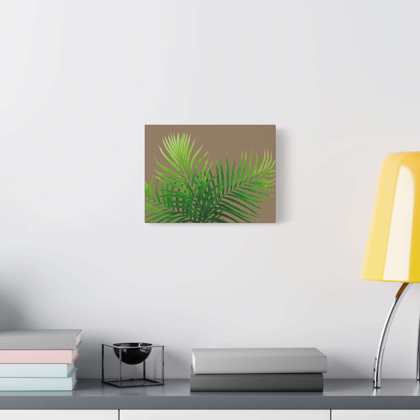 Tropical Leaf Matte Canvas Wall Art with a nude background