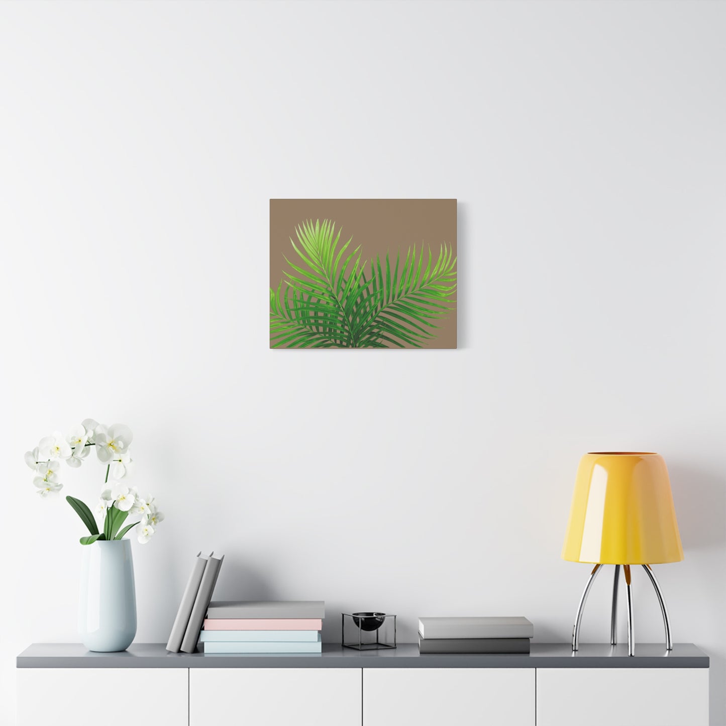 Tropical Leaf Matte Canvas Wall Art with a nude background