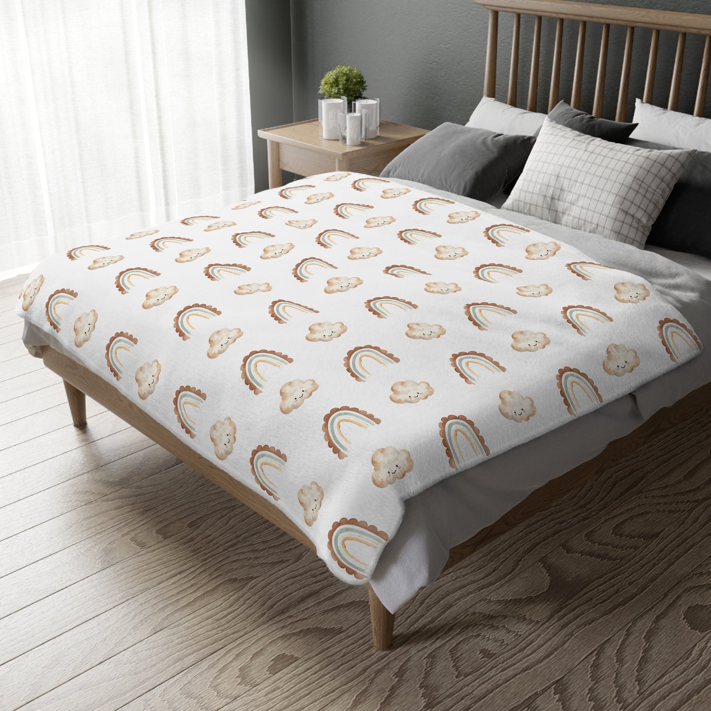 Cozy Rainbow Velveteen Microfiber Blanket - Soft, Two-Sided Design for Kids & Adults