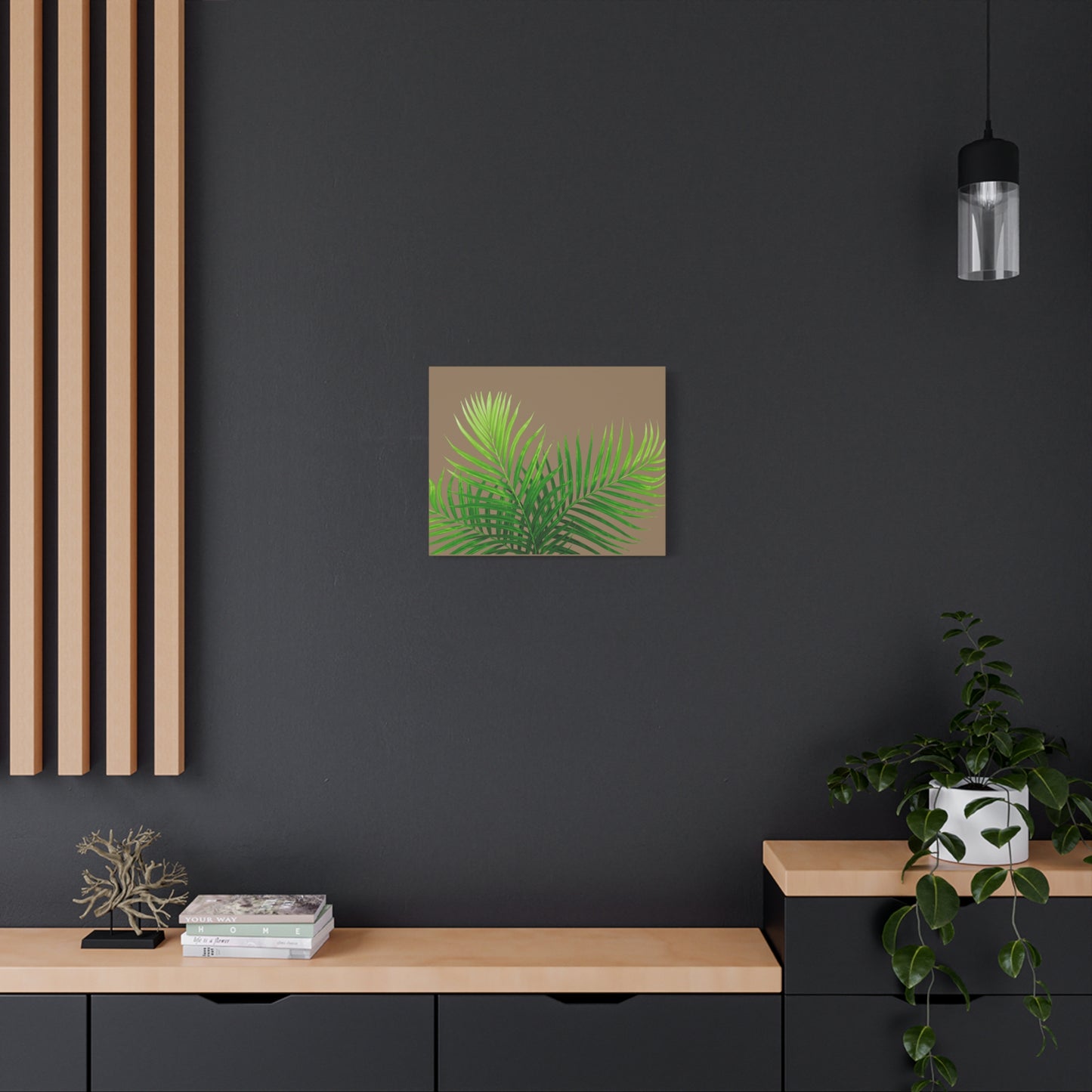 Tropical Leaf Matte Canvas Wall Art with a nude background