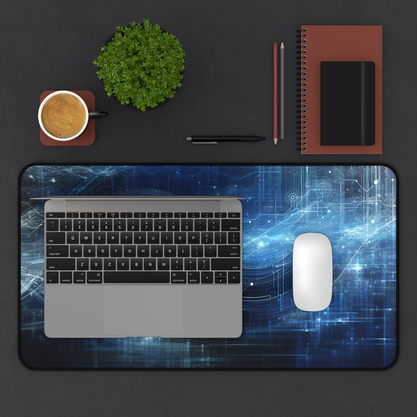 Futuristic Tech Desk Mat - Stylish Gaming & Office Mat for Home or Work