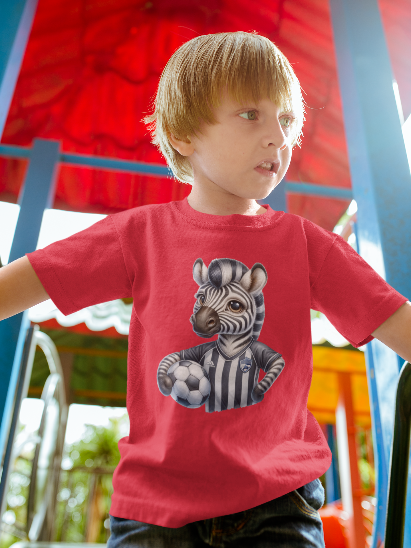 Playful Zebra Soccer Toddler T-Shirt