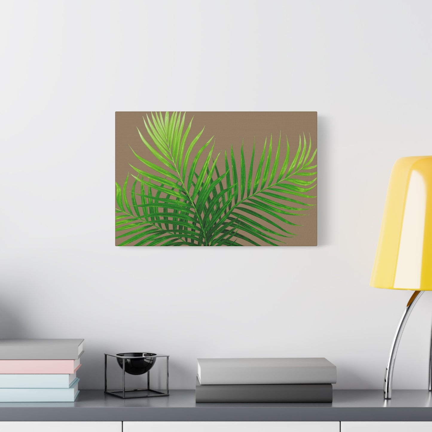 Tropical Leaf Matte Canvas Wall Art with a nude background