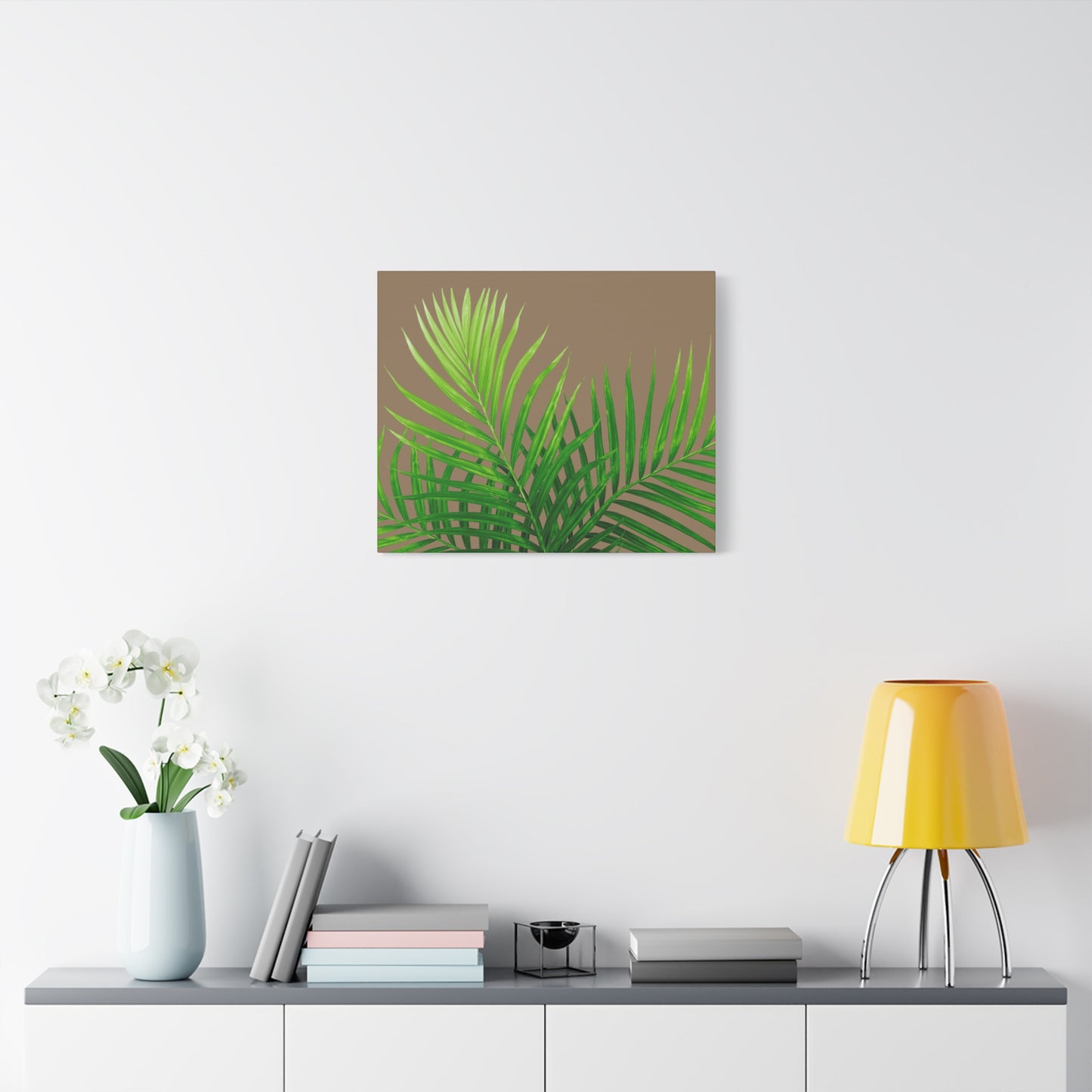 Tropical Leaf Matte Canvas Wall Art with a nude background
