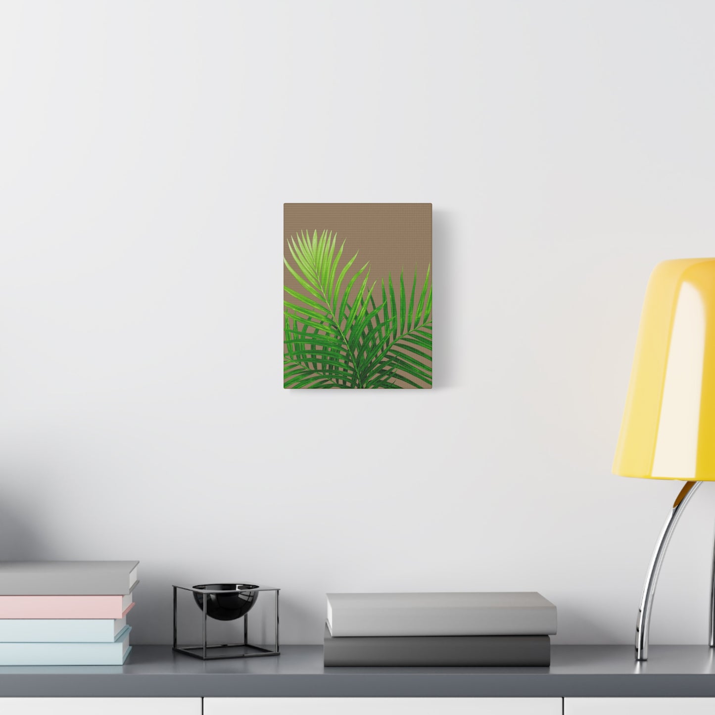 Tropical Leaf Matte Canvas Wall Art with a nude background