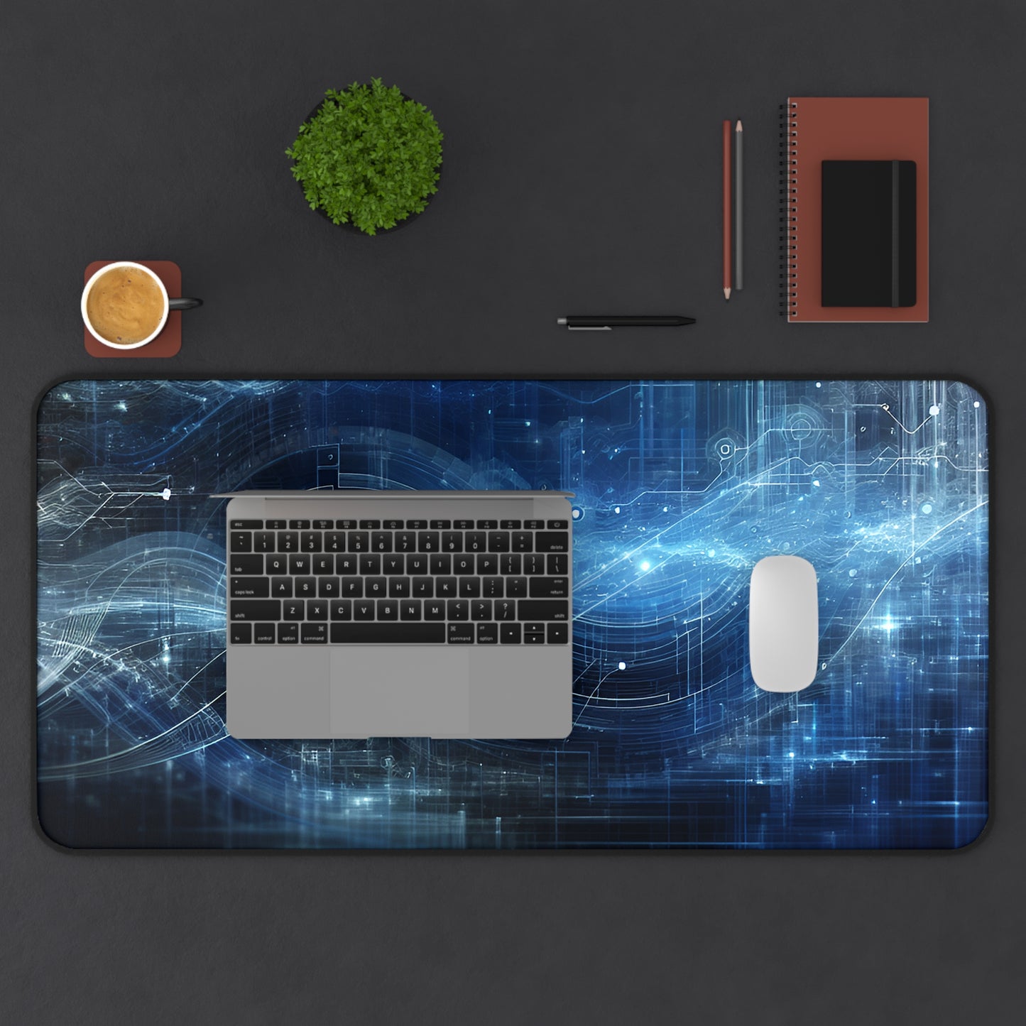 Futuristic Tech Desk Mat - Stylish Gaming & Office Mat for Home or Work