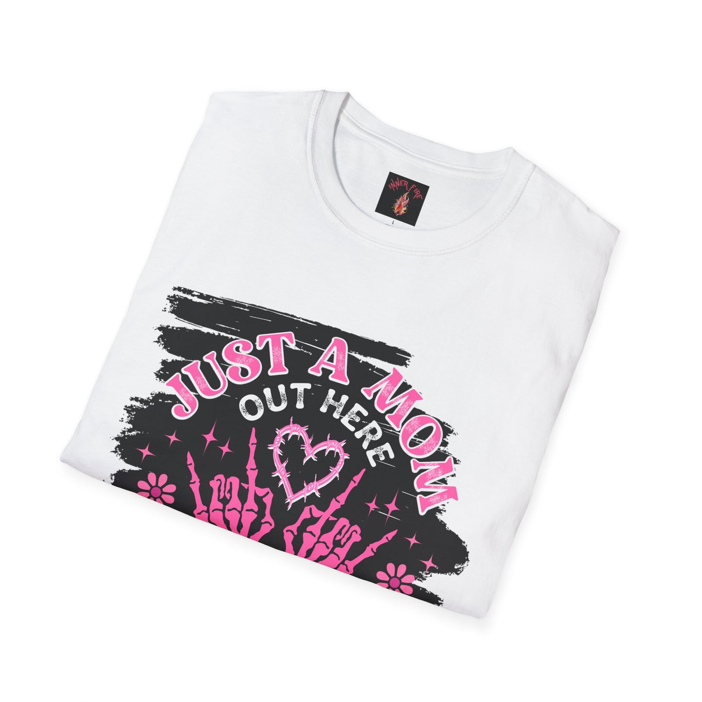 Sassy Mom T-Shirt: Just a Mom Out Here Trying Not To Raise Assholes