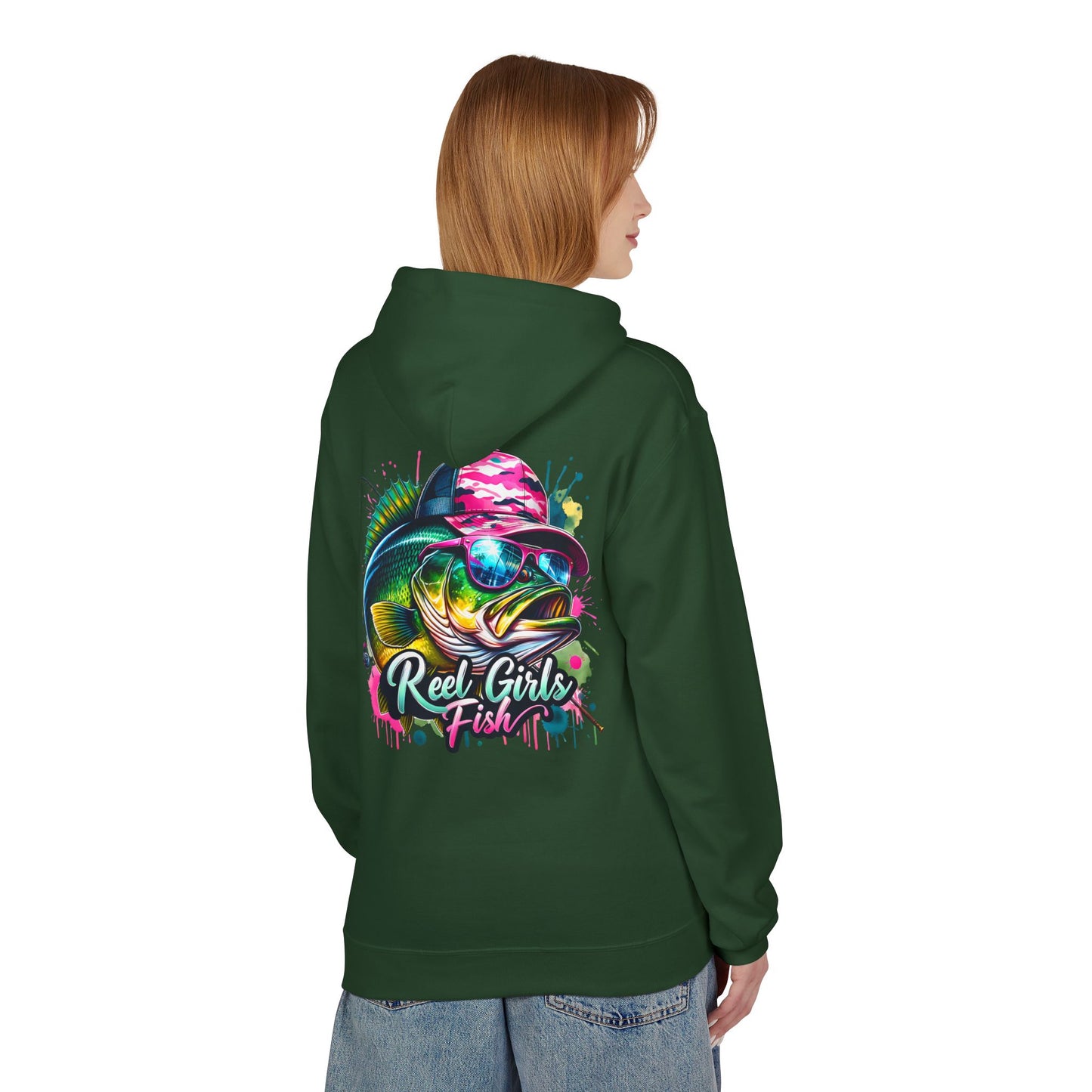 "Reel Girls Fish" Hoodie - Midweight Fleece for Fishing Enthusiasts
