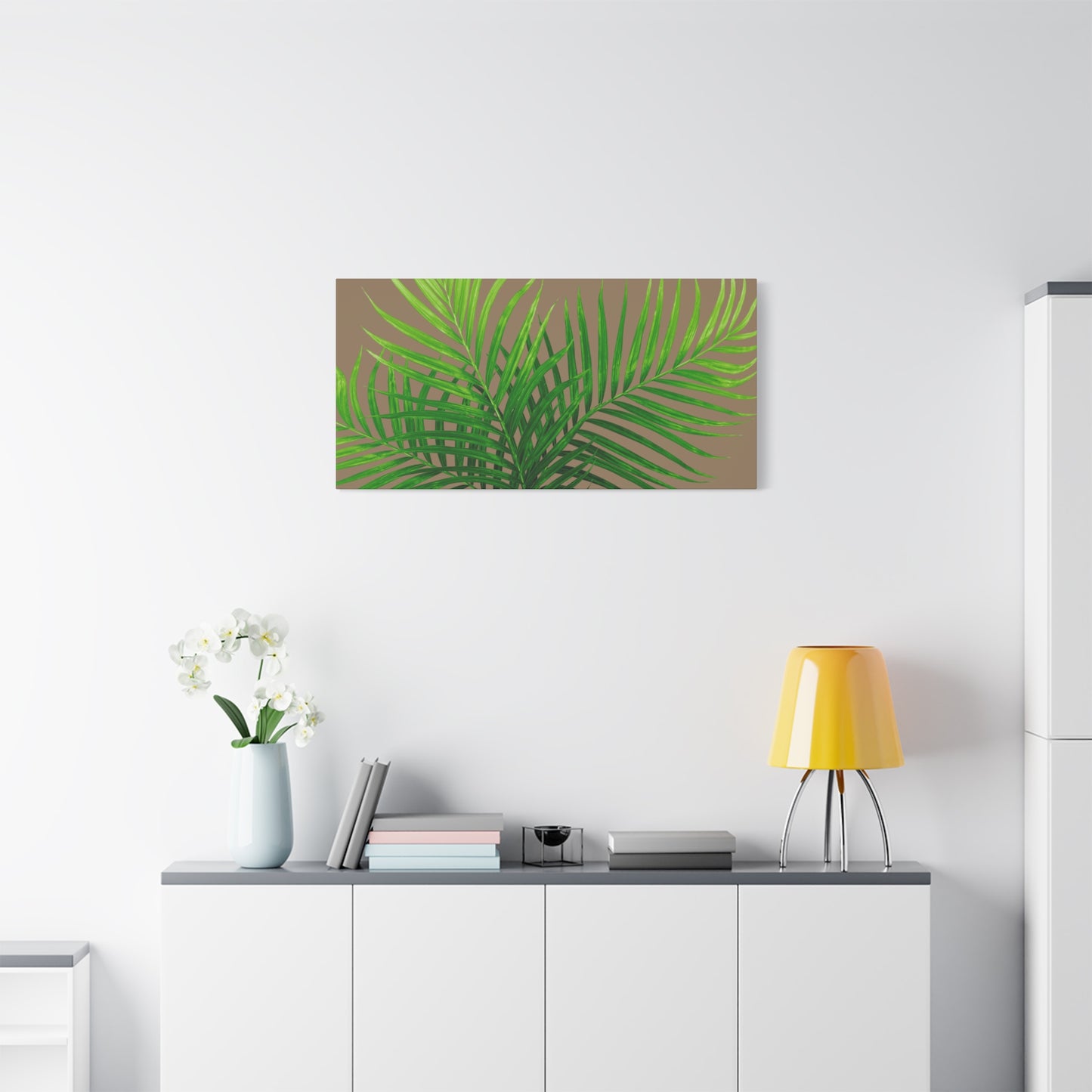 Tropical Leaf Matte Canvas Wall Art with a nude background