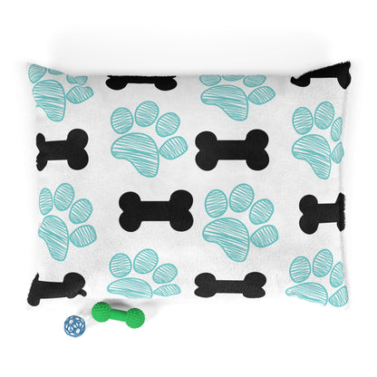 Stylish Pet Bed with Bone and Paw Print Design for Dogs and Cats