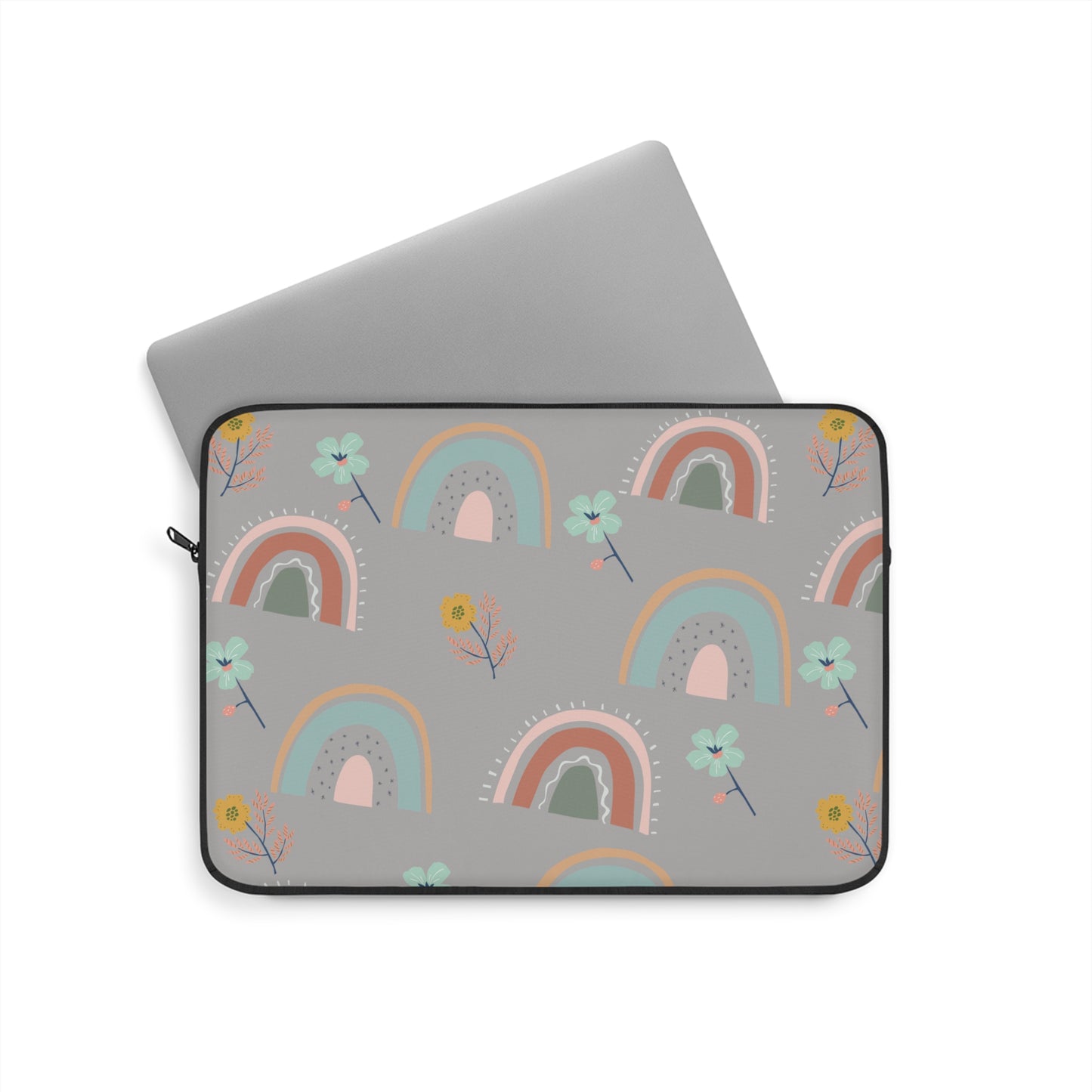 Colorful Rainbow Laptop Sleeve - Cute Floral Design for Everyday Use