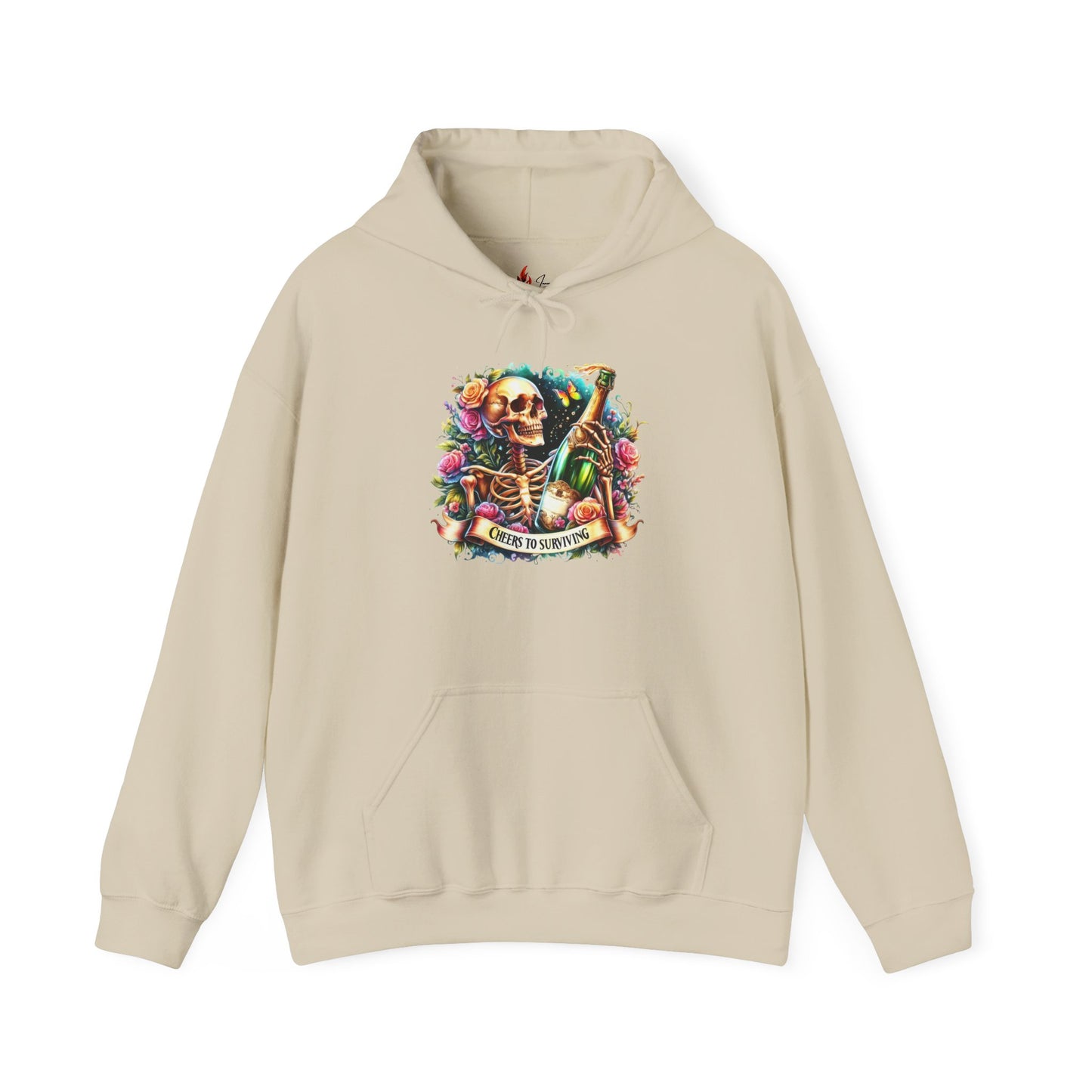 Cheers to Surviving - with Skeletons Hoodie - Unisex Heavy Blend Sweatshirt for Everyday Comfort