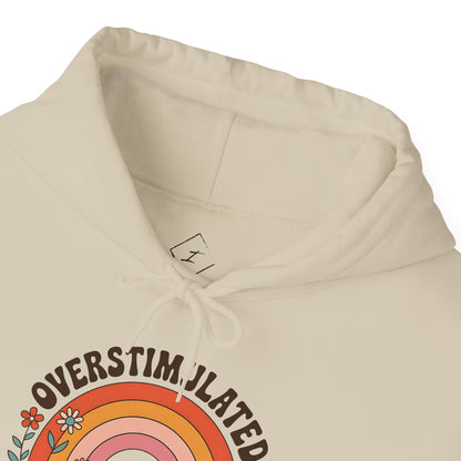 Overstimulated Mom Club Hoodie — Retro Rainbow Mom Sweatshirt