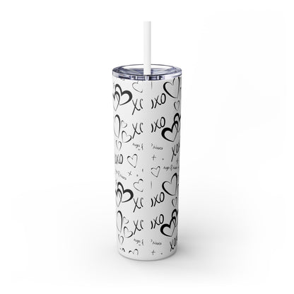 XOXO Hearts Skinny Tumbler with Straw - 20oz Love-Themed Drinkware