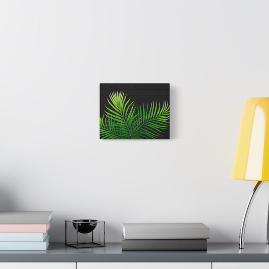 Tropical Leaf Matte Canvas Wall Art with a black background
