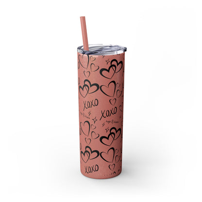 XOXO Hearts Skinny Tumbler with Straw - 20oz Love-Themed Drinkware