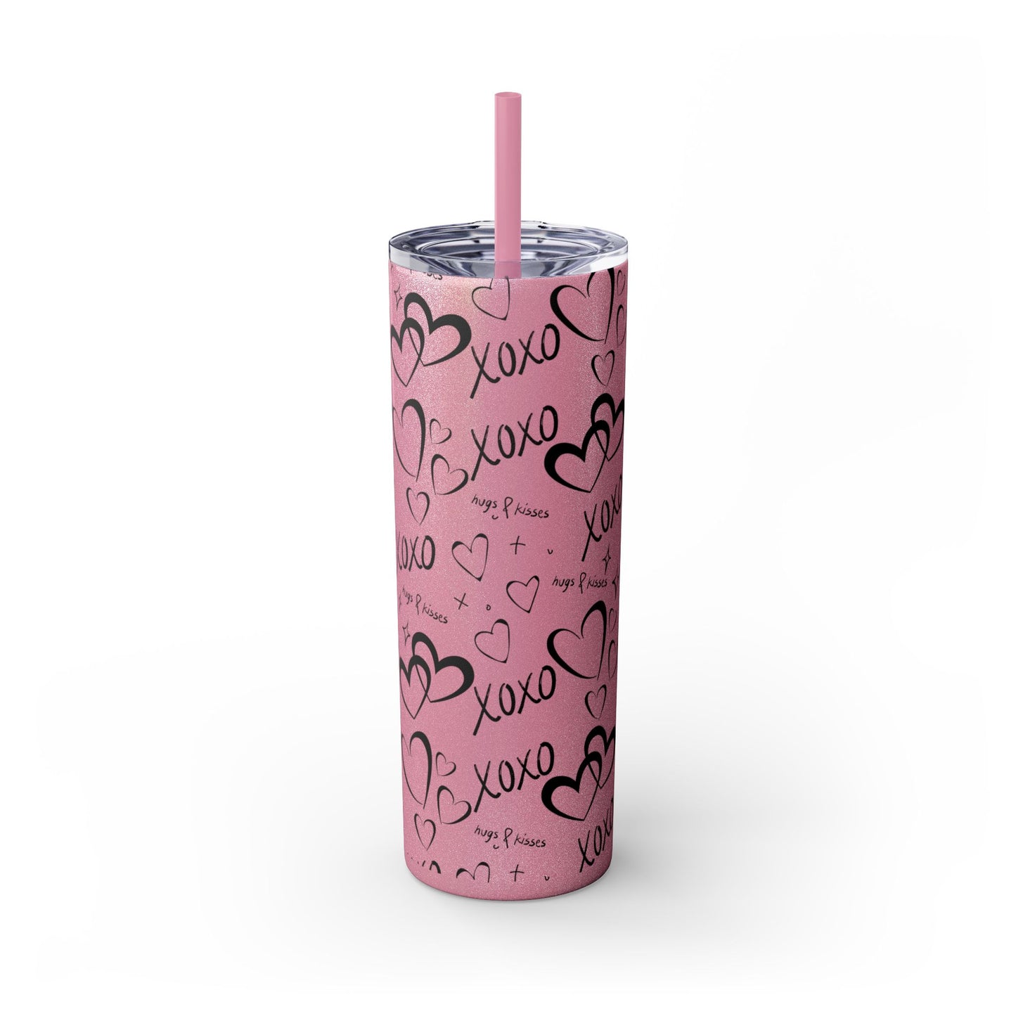 XOXO Hearts Skinny Tumbler with Straw - 20oz Love-Themed Drinkware