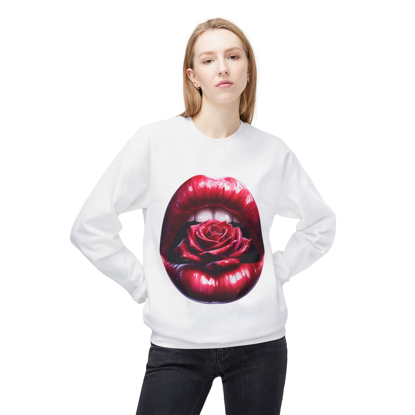 Floral Lips Crewneck Sweatshirt for Trendy Fashion Lovers
