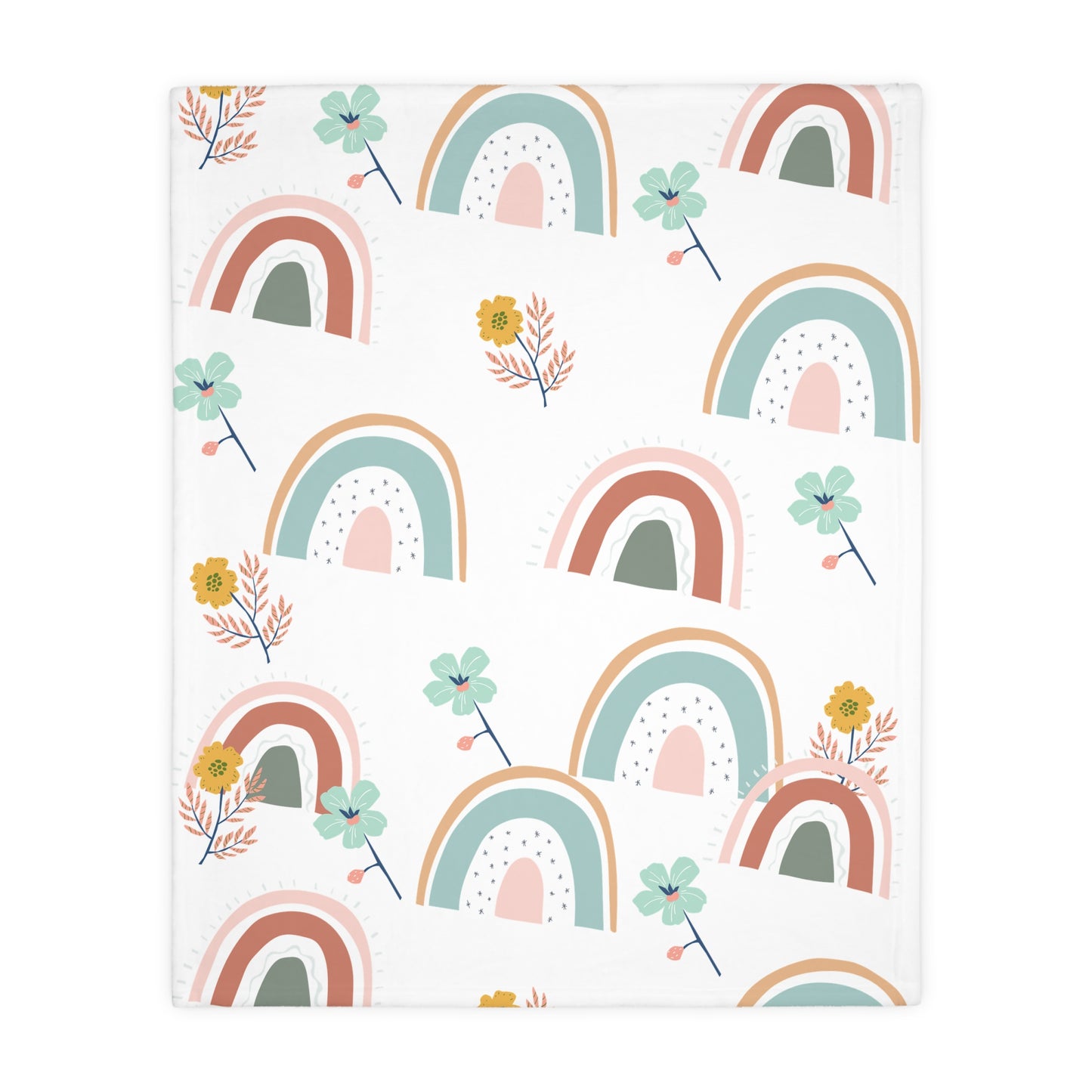 Colorful Rainbow Floral Velveteen Blanket - Cozy Two-Sided Print for All Seasons