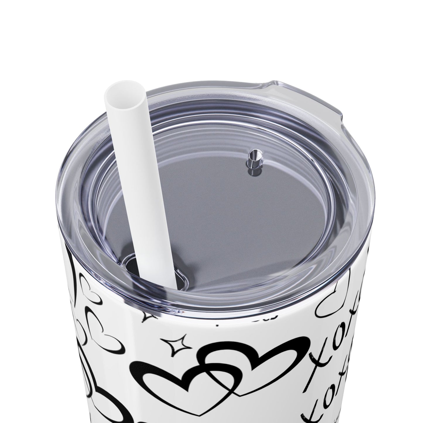 XOXO Hearts Skinny Tumbler with Straw - 20oz Love-Themed Drinkware