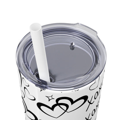 XOXO Hearts Skinny Tumbler with Straw - 20oz Love-Themed Drinkware