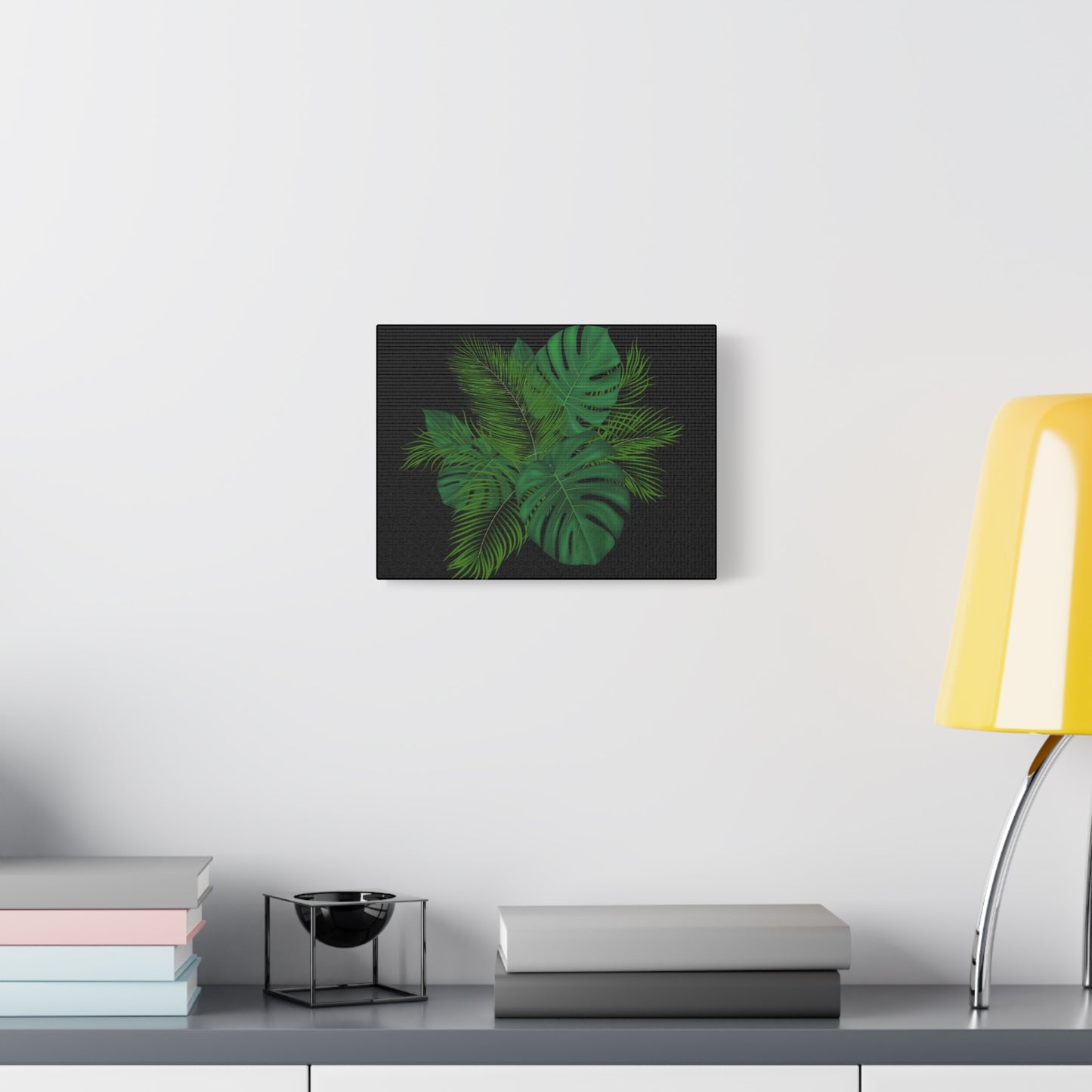 Canvas Art Palm Leaves with a black background