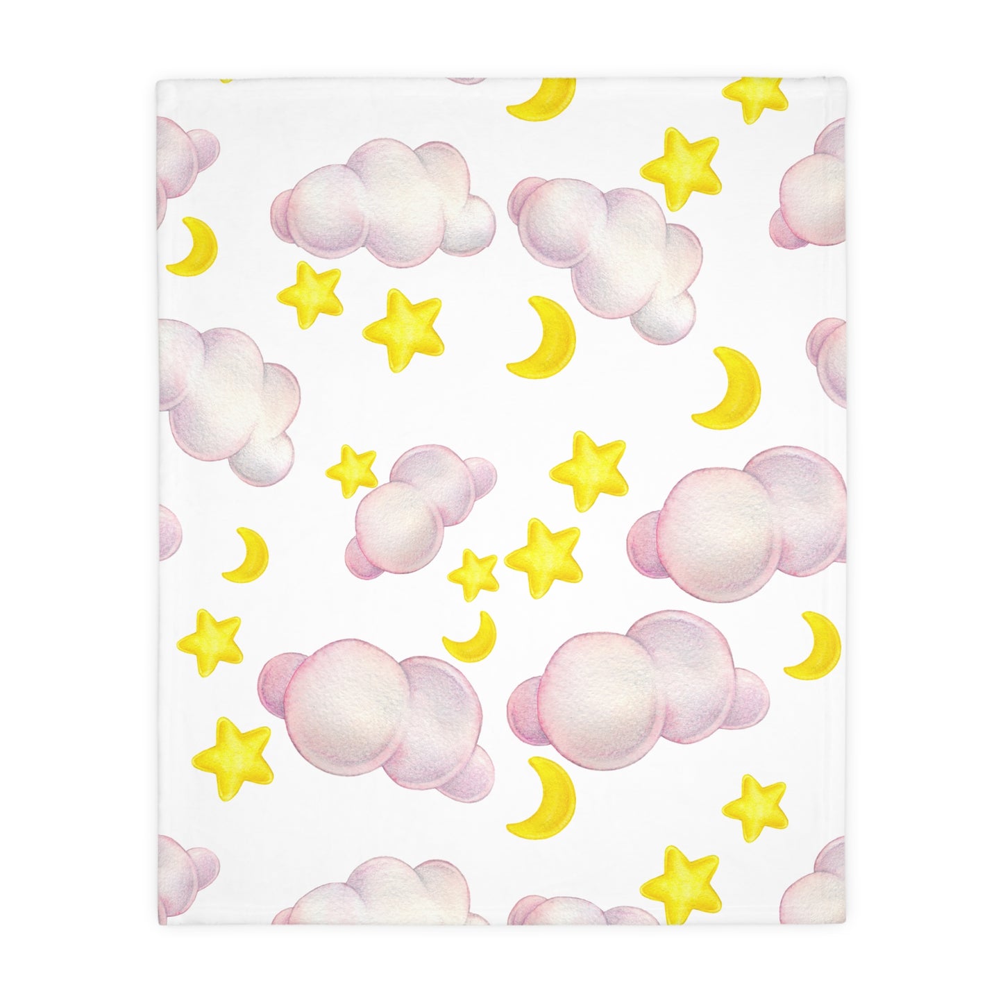 Cozy Celestial Microfiber Blanket - Two-Sided Cloud & Star Print