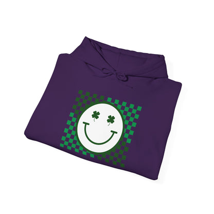 St. Patrick's Day Green Checker Smiley Hoodie