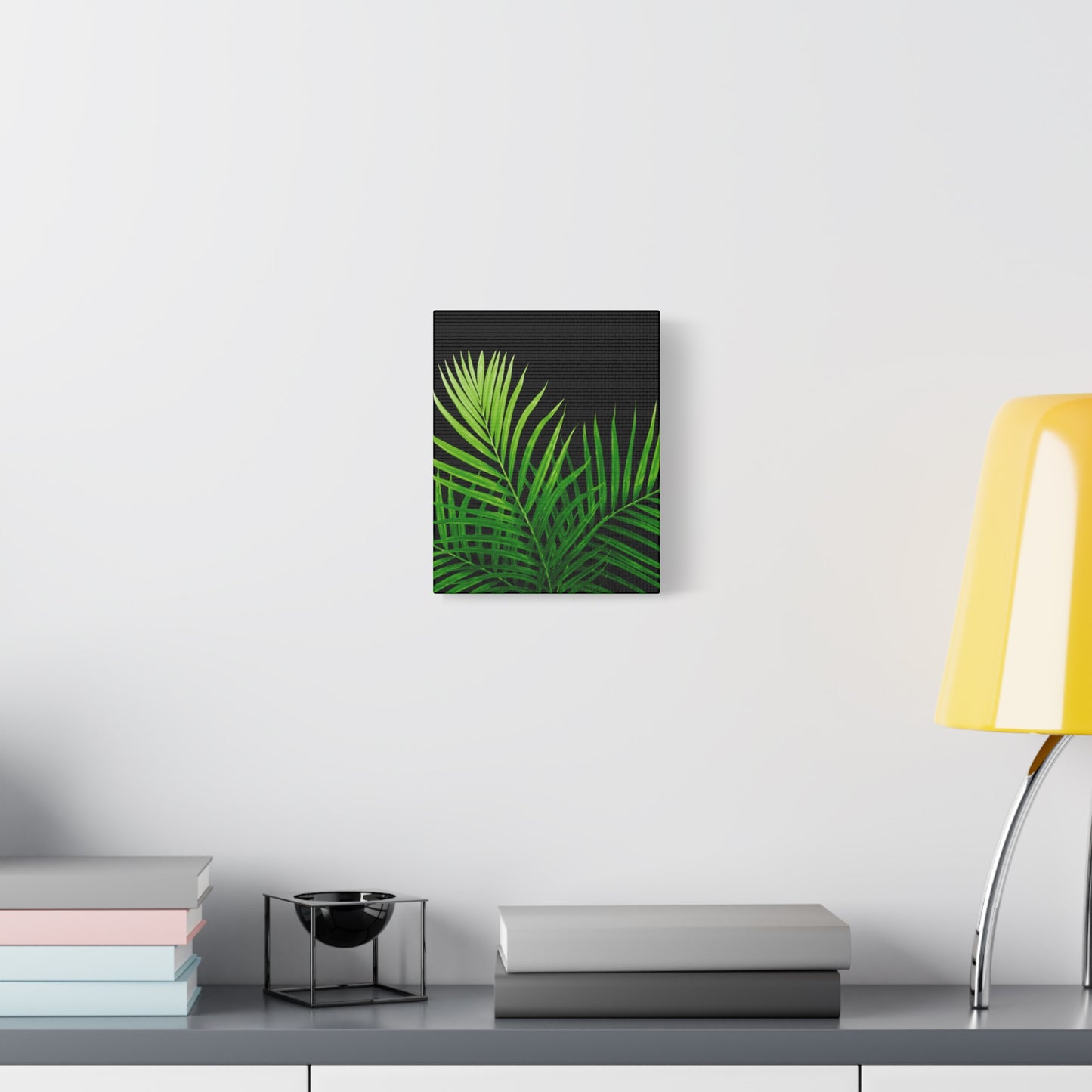 Tropical Leaf Matte Canvas Wall Art with a black background