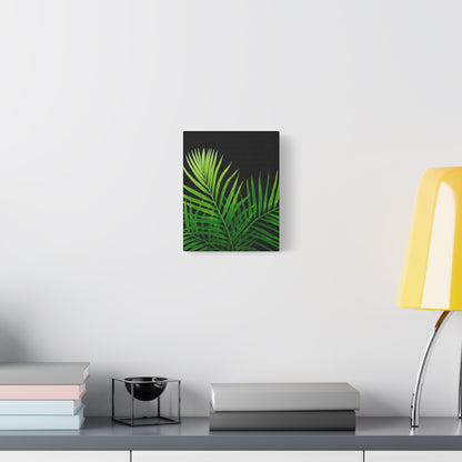 Tropical Leaf Matte Canvas Wall Art with a black background