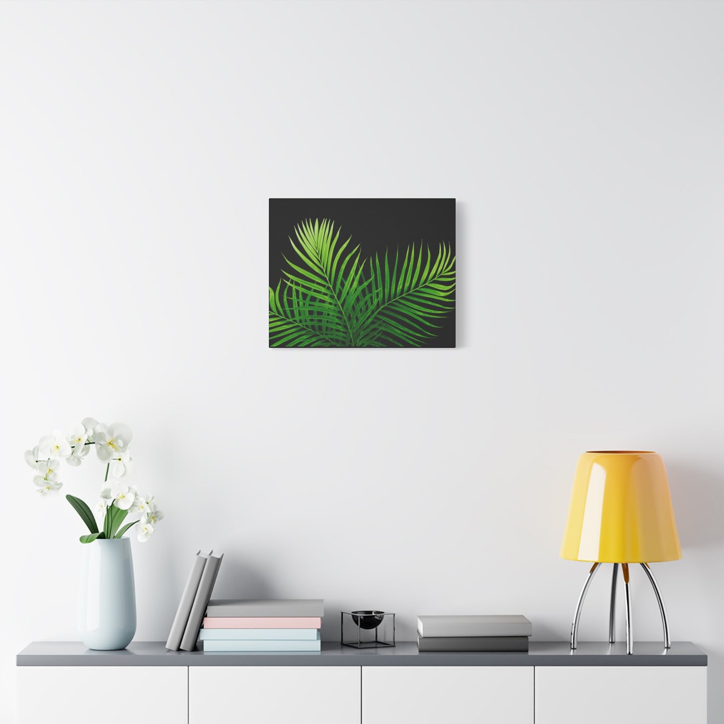 Tropical Leaf Matte Canvas Wall Art with a black background