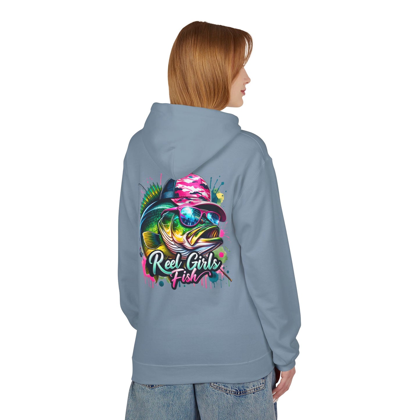 "Reel Girls Fish" Hoodie -  Midweight Fleece for Fishing Enthusiasts