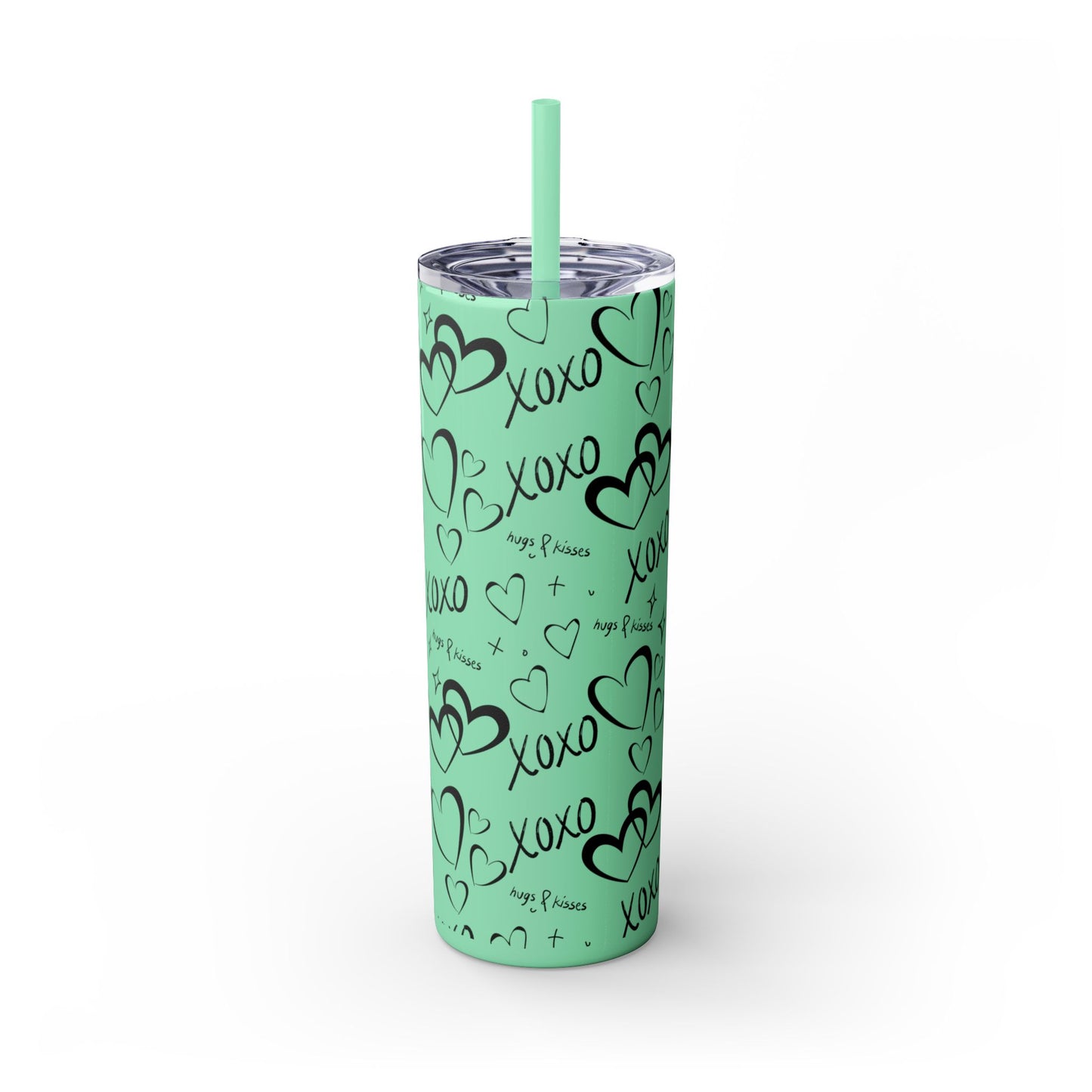 XOXO Hearts Skinny Tumbler with Straw - 20oz Love-Themed Drinkware