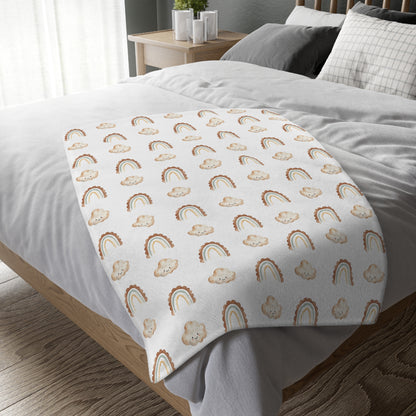 Cozy Rainbow Velveteen Microfiber Blanket - Soft, Two-Sided Design for Kids & Adults