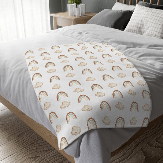 Cozy Rainbow Velveteen Microfiber Blanket - Soft, Two-Sided Design for Kids & Adults