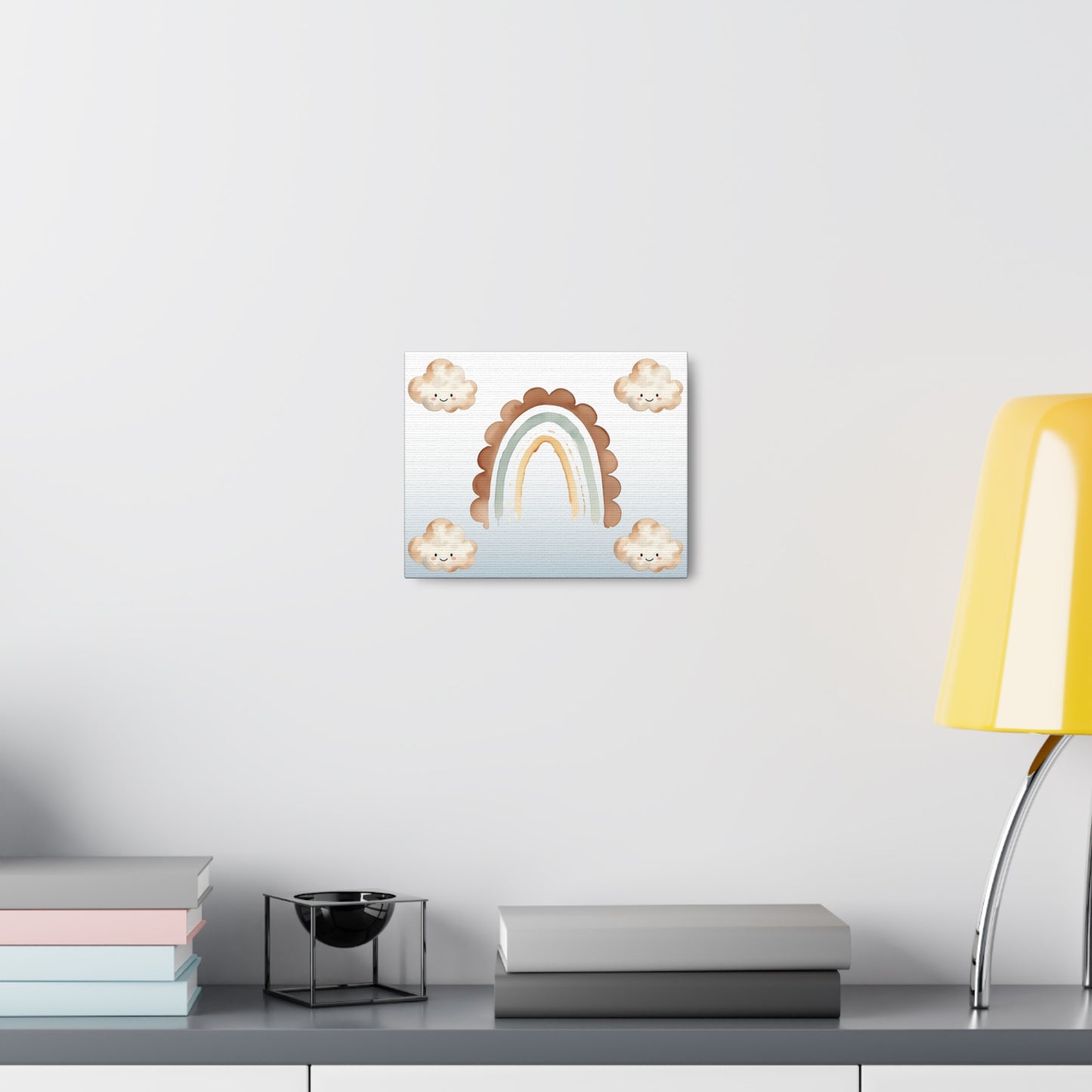 Cheerful Rainbow & Clouds Canvas Gallery Wraps | Whimsical Art for Kids' Rooms