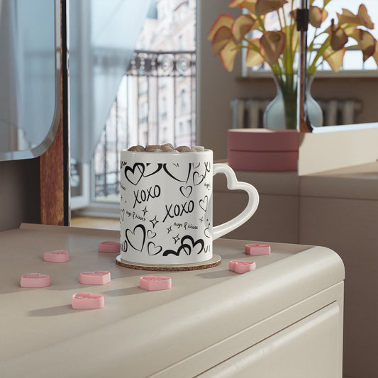 Heart-Shaped Mug with Hugs & Kisses - Perfect Gift for Love and Friendship