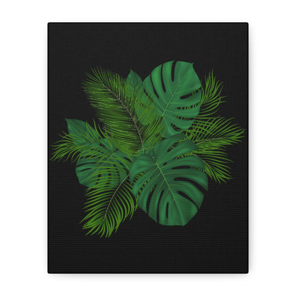 Canvas Art Palm Leaves with a black background