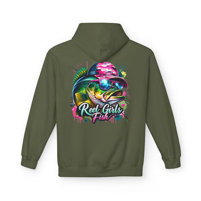 "Reel Girls Fish" Hoodie -  Midweight Fleece for Fishing Enthusiasts