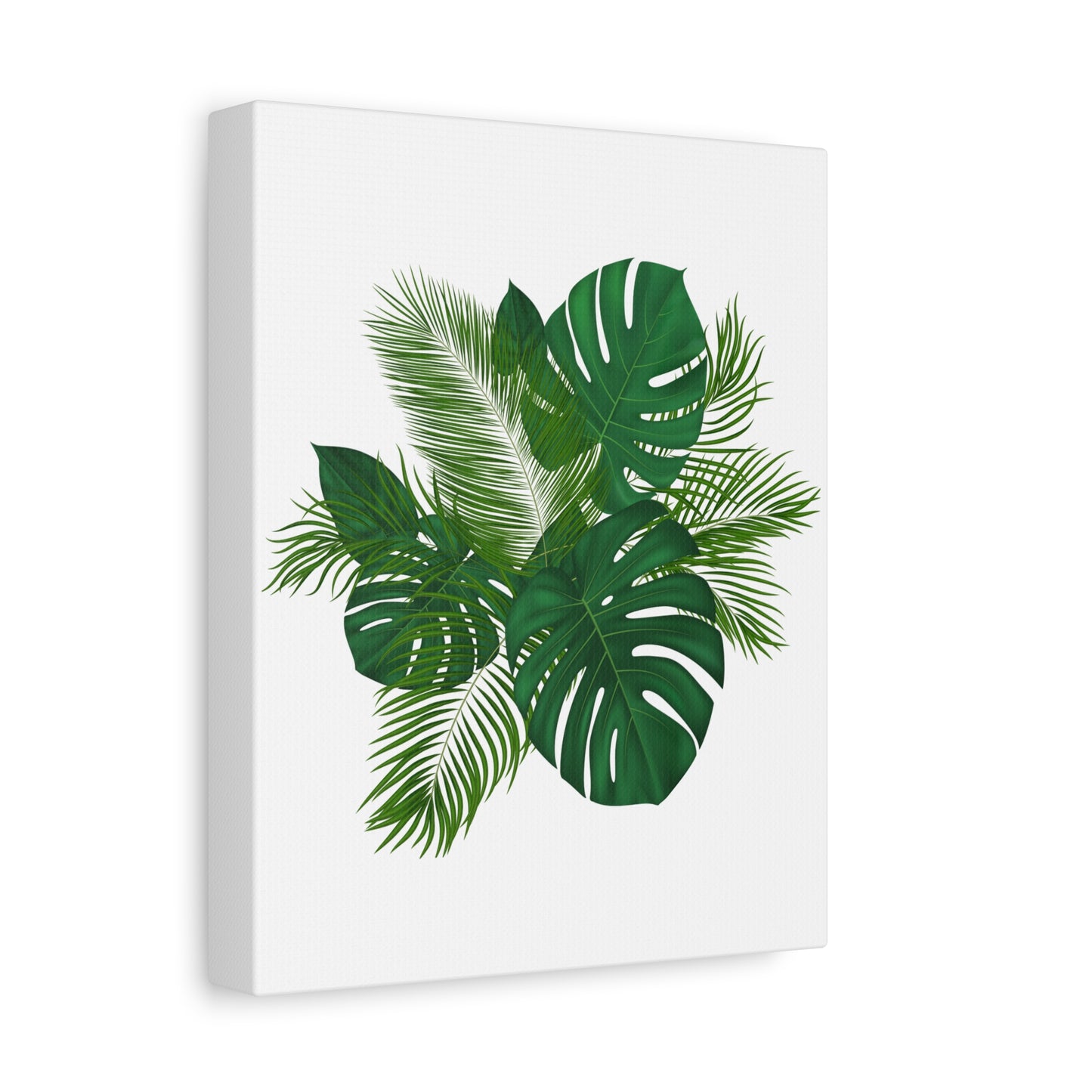 Palm Leaves White Background Matte Canvas