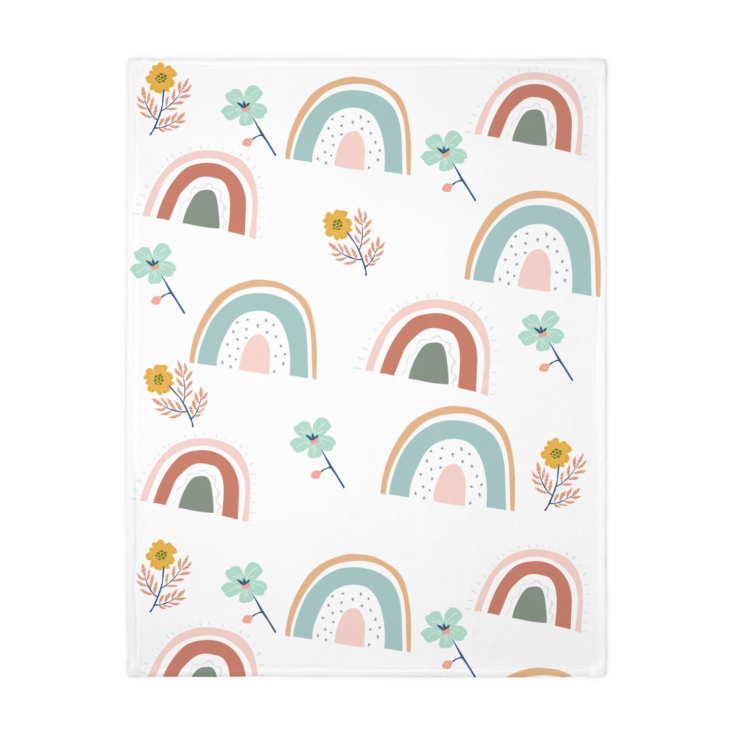 Colorful Rainbow Floral Velveteen Blanket - Cozy Two-Sided Print for All Seasons